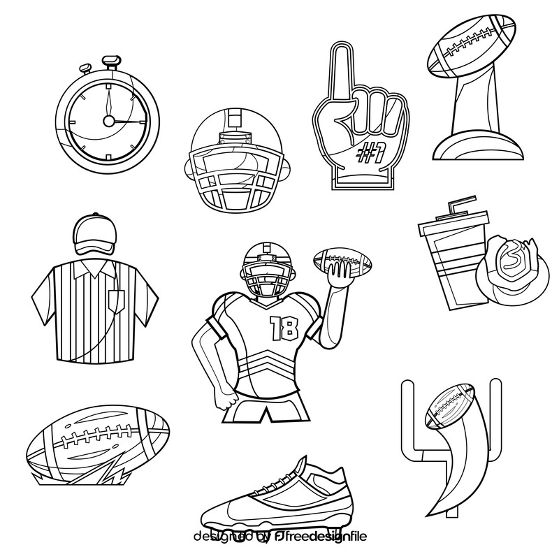 Super Bowl images set black and white vector