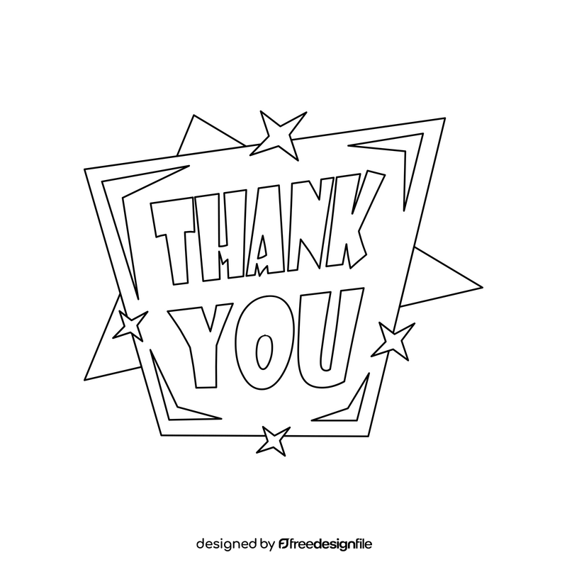 Thank you sticker drawing black and white clipart