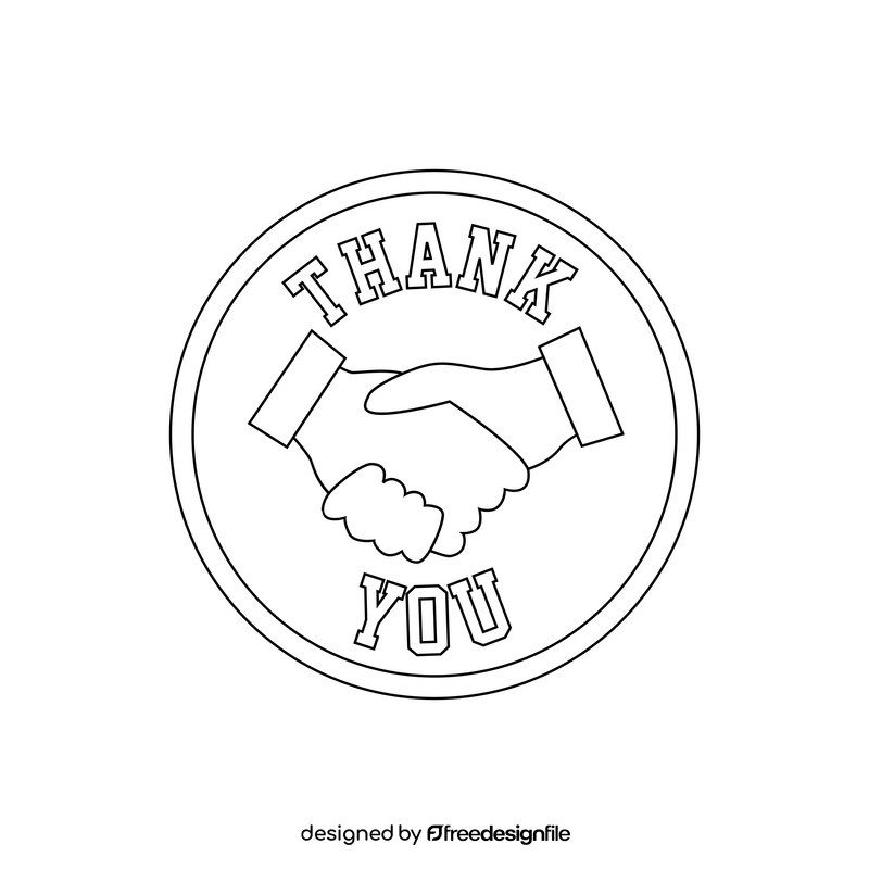 Thank you, handshake drawing black and white clipart