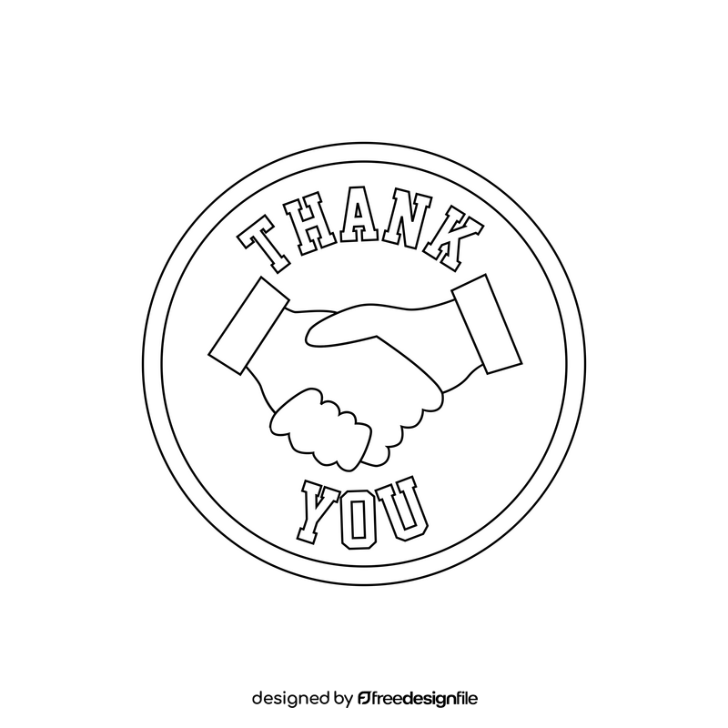 Thank you, handshake drawing black and white clipart