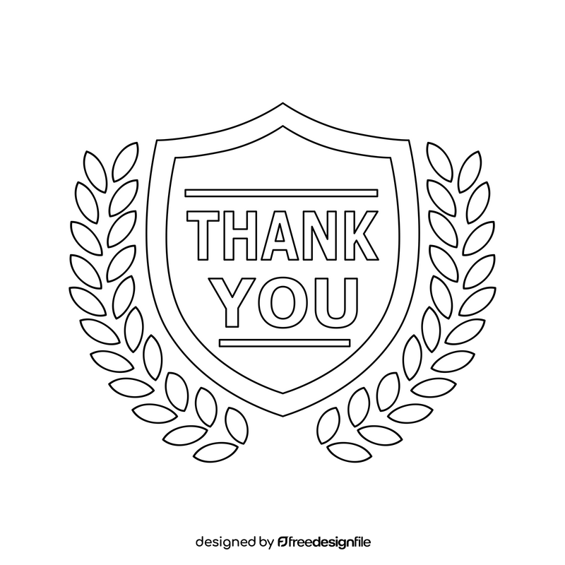 Thank you label drawing black and white clipart