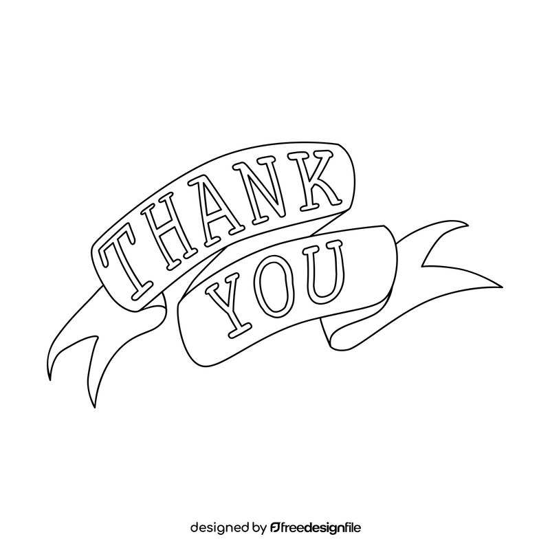 Thank you sticker drawing black and white clipart