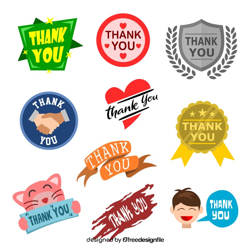 Thank You stickers set vector