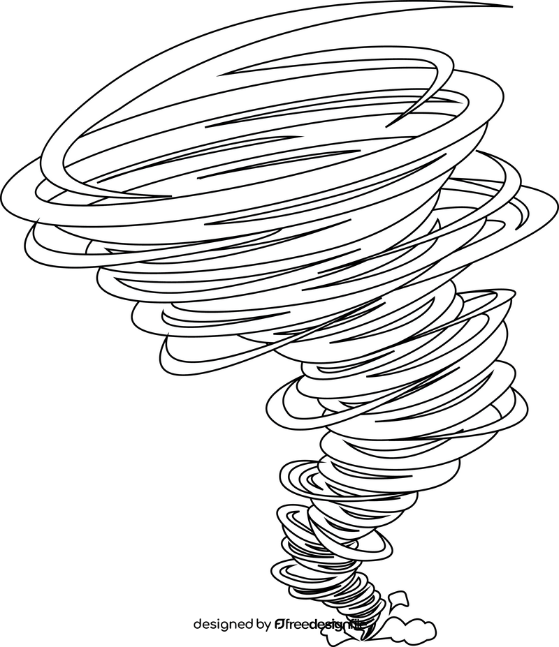 Black tornado cartoon drawing black and white clipart