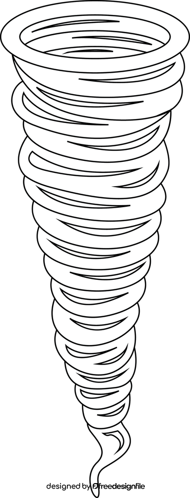 Thin tornado cartoon drawing black and white clipart