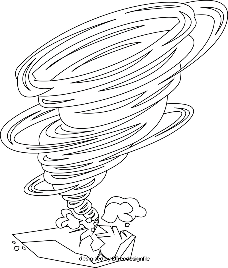 Strong tornado cracking the ground black and white clipart