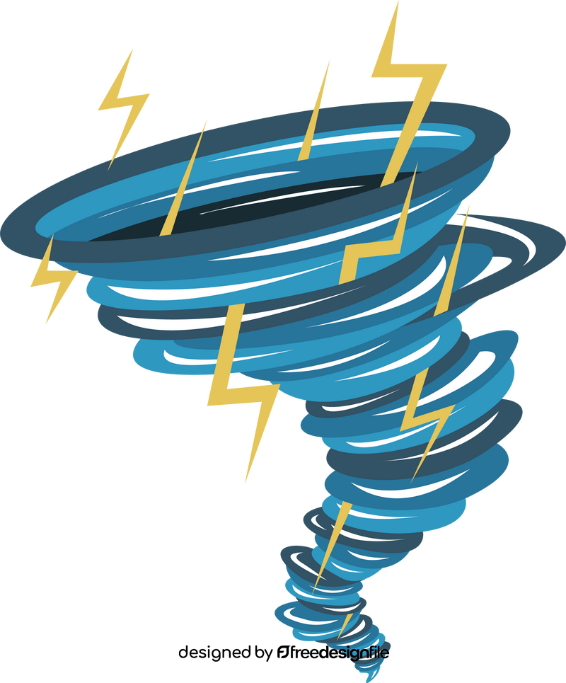 Tornado with lightning cartoon clipart