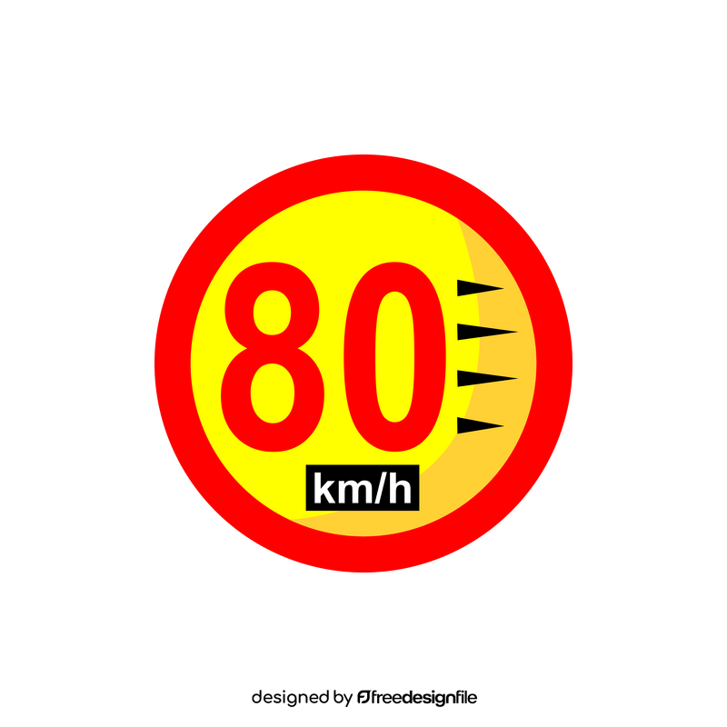 Traffic sign, speed limit 80 Km road sign clipart