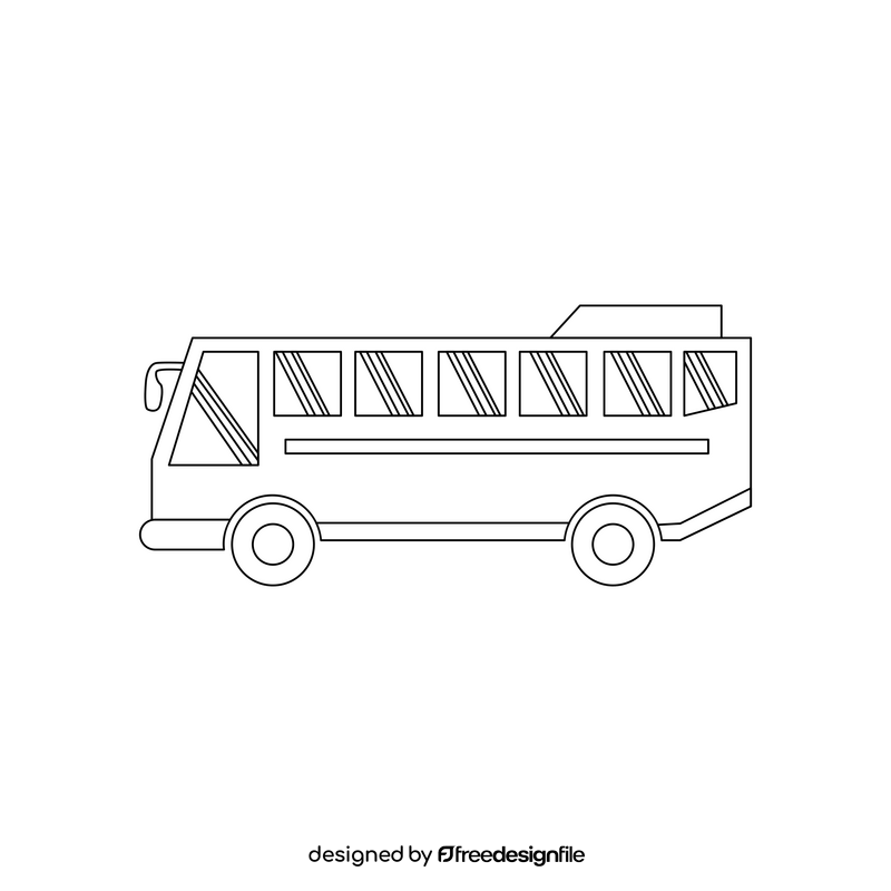 Bus cartoon black and white clipart