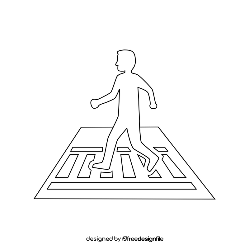 Traffic sign, pedestrian crossing road sign black and white clipart