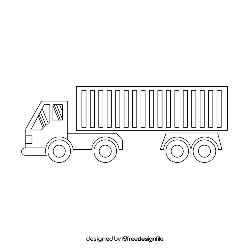Truck cartoon black and white clipart