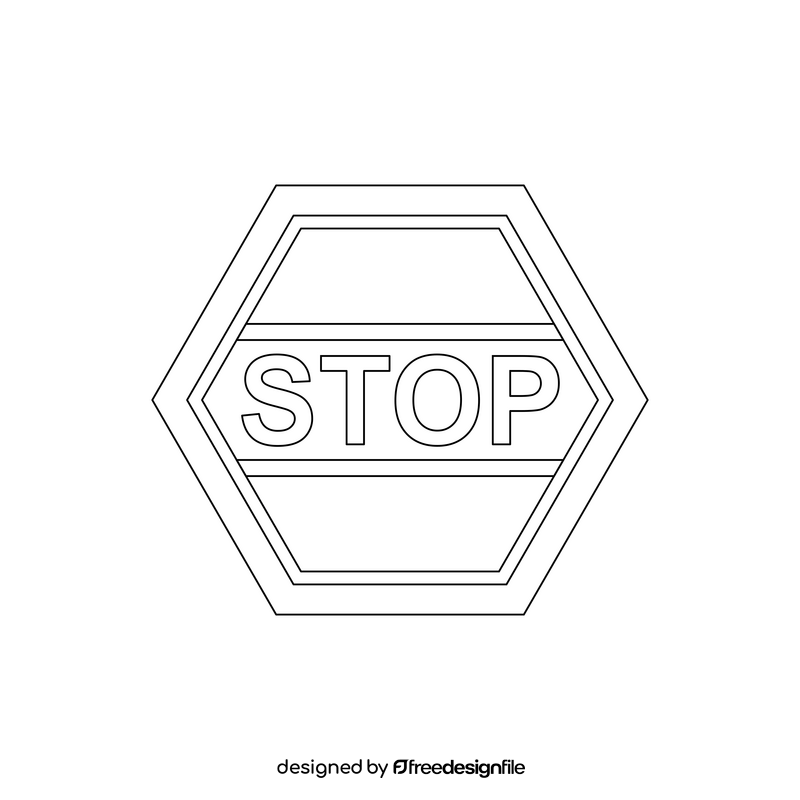 Traffic sign, stop road sign black and white clipart