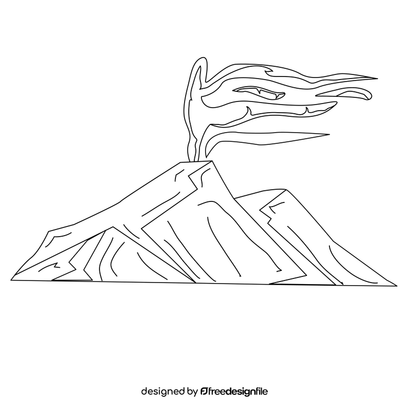 Volcano mountain black and white clipart