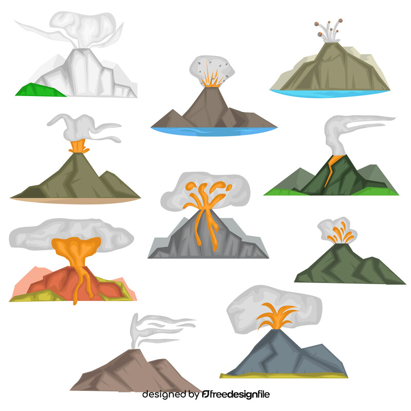 Volcano images set vector