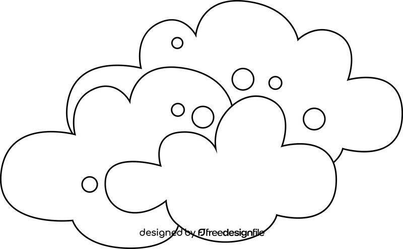 Cloudy weather drawing black and white clipart