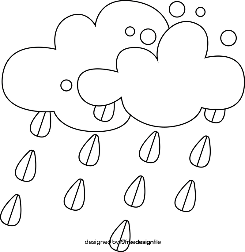 Rainy weather drawing black and white clipart