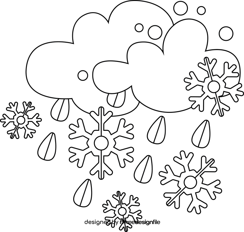 Snowy weather drawing black and white clipart