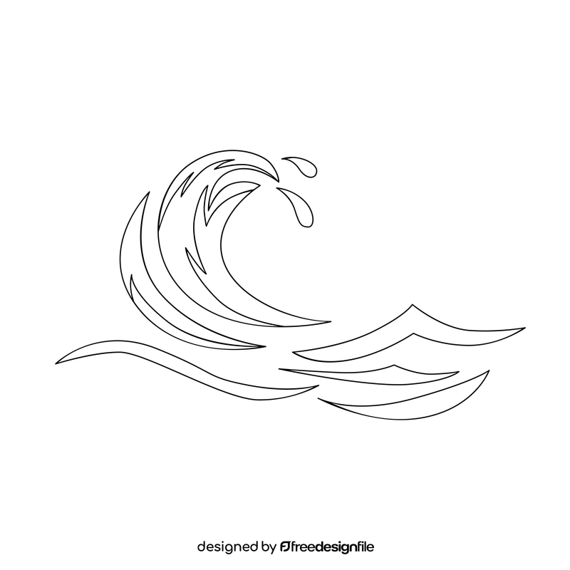 Wave drawing black and white clipart