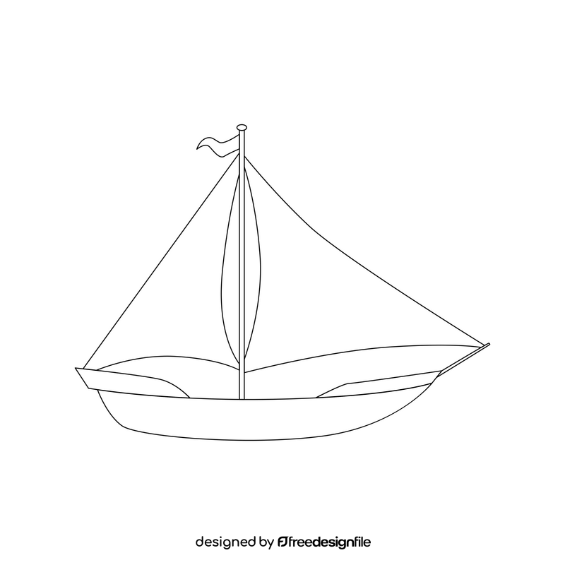 Sailing ship cartoon drawing black and white clipart