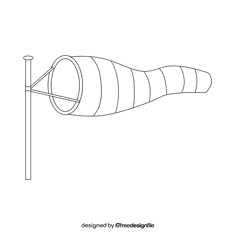 Windsock drawing black and white clipart