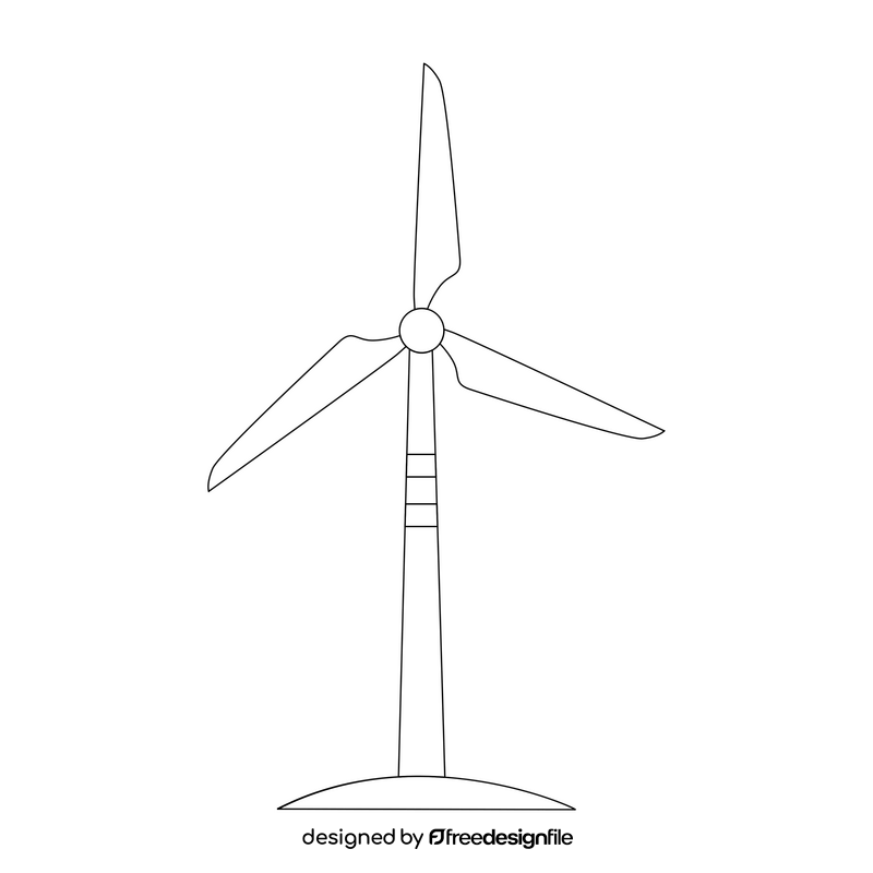 Wind turbine drawing black and white clipart