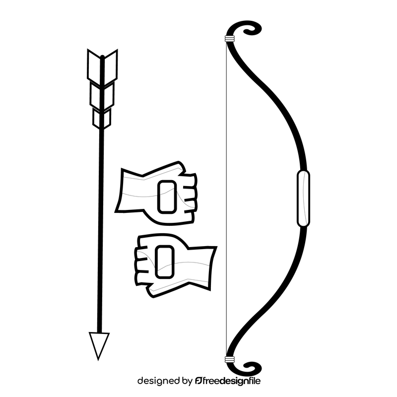 Archery drawing black and white clipart