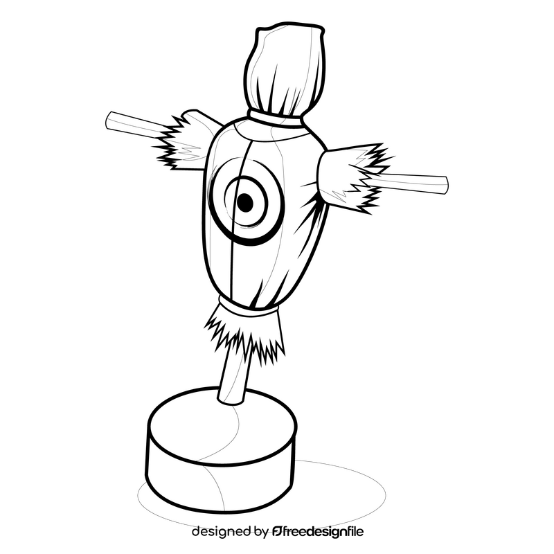 Archery scarecrow target drawing black and white clipart