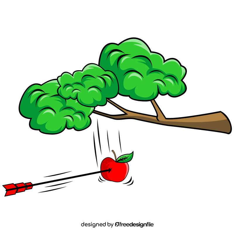 Archery, shooting falling apple from tree, accurate archer clipart