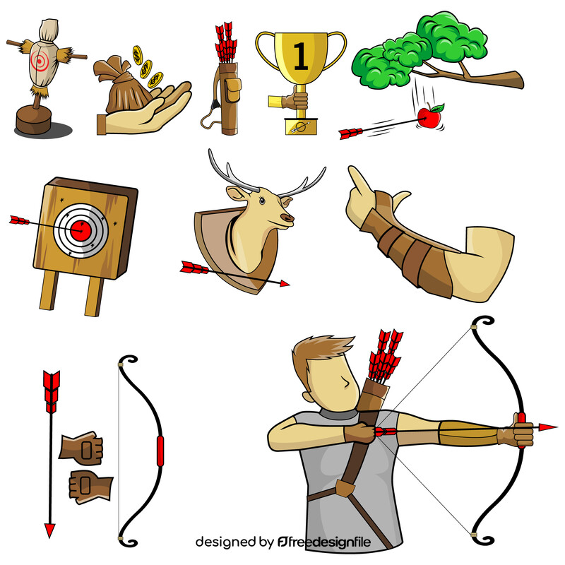 Archer clipart set vector