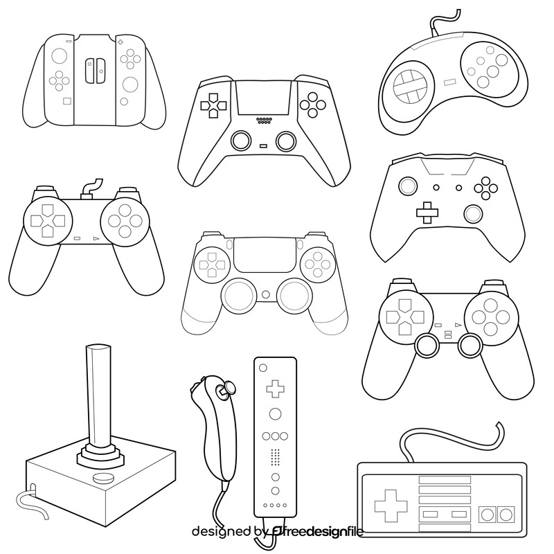 Game controller images set black and white vector