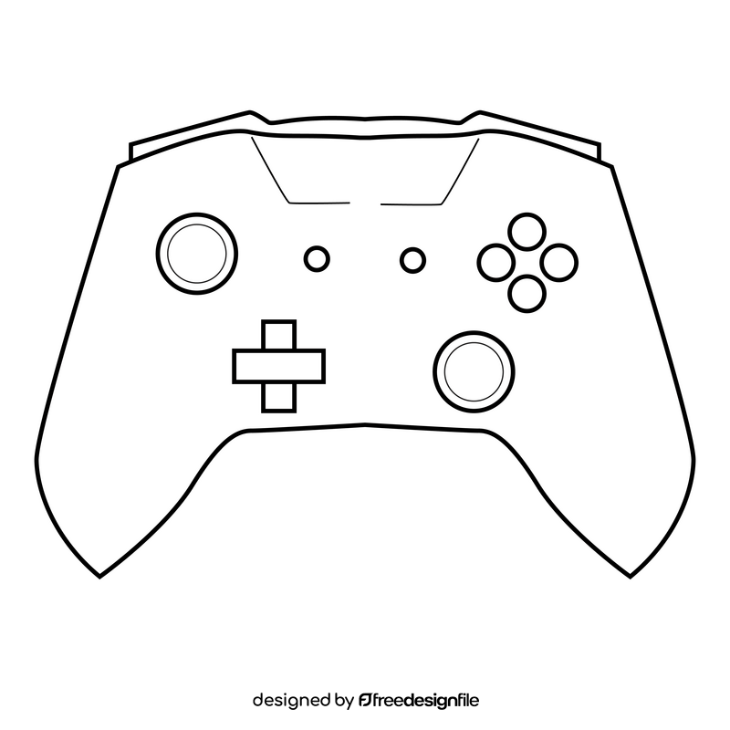 Controller, Xbox joystick drawing black and white clipart