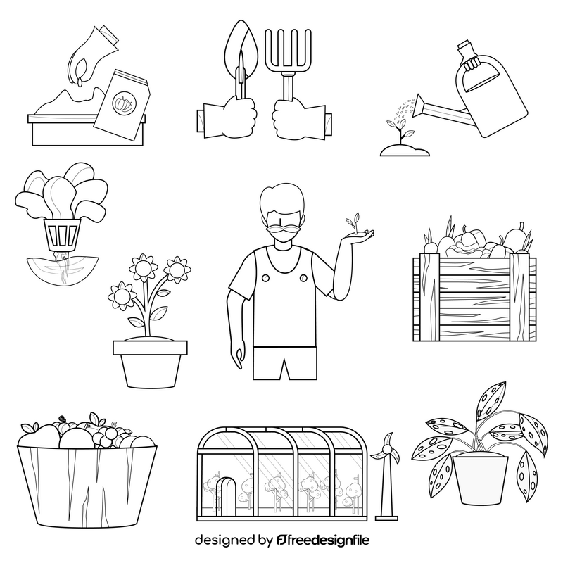 Greenhouse clipart images set black and white vector