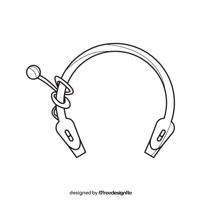 Headphones Retro drawing black and white clipart