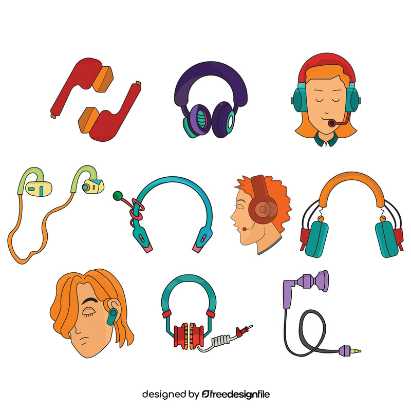 Headphones clipart images set vector