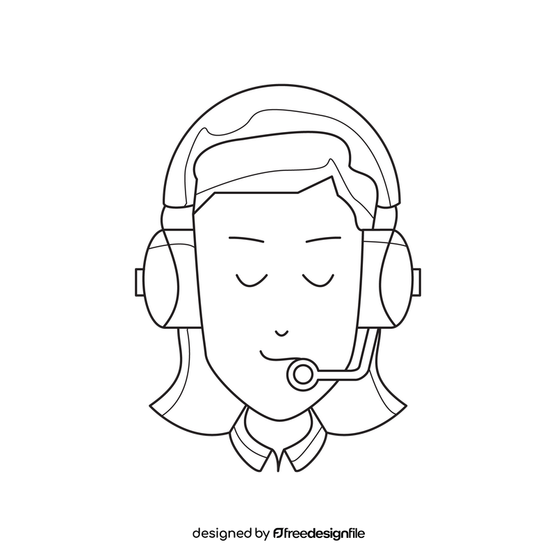 Headphones customer service black and white clipart