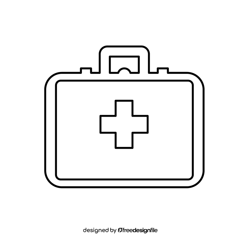 First aid kit black and white clipart