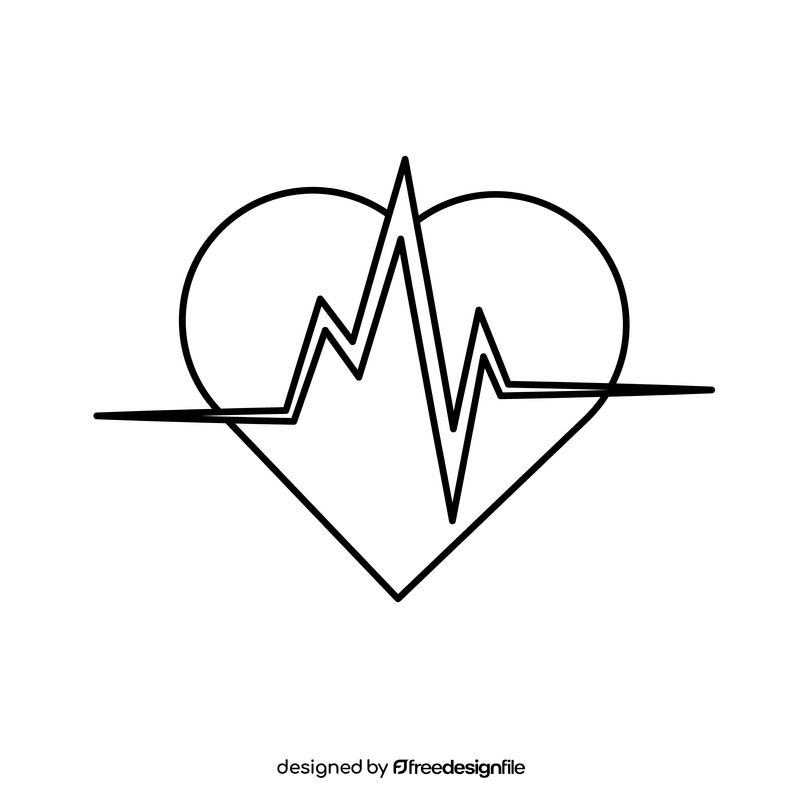 EKG, heart monitor drawing black and white clipart