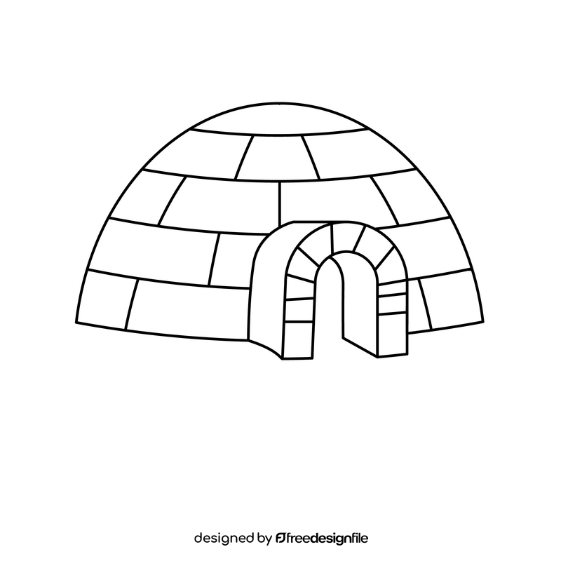 Igloo drawing black and white clipart