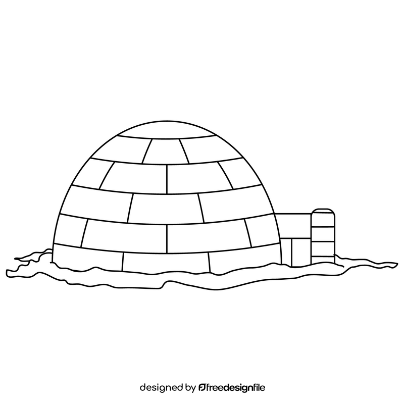 Igloo cartoon black and white clipart