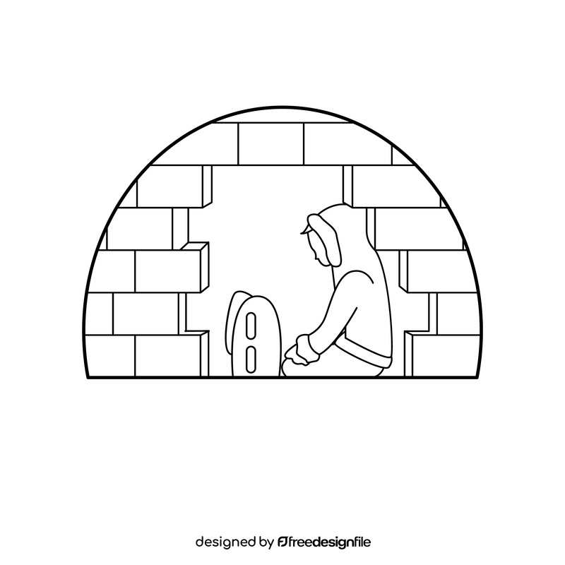 Inside igloo black and white clipart