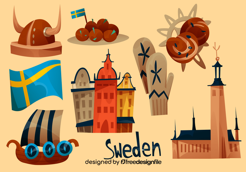Sweden icon set vector