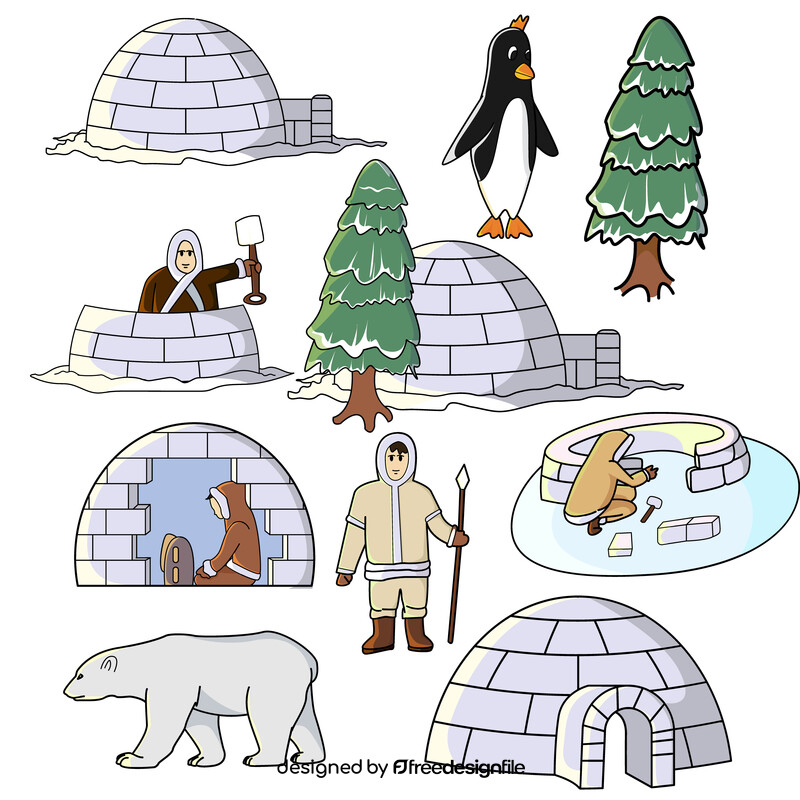 Igloo illustration set vector