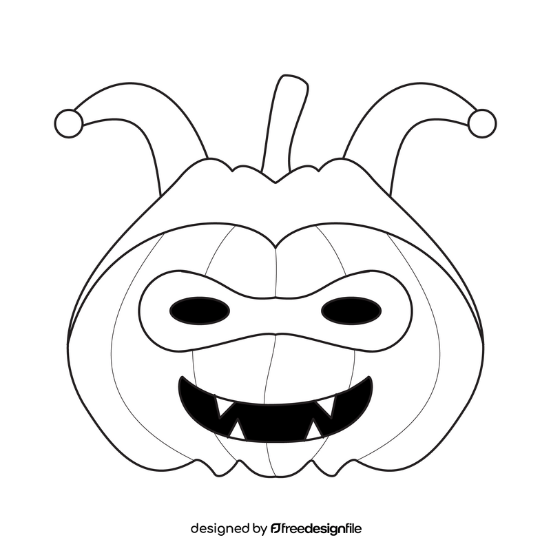 Jack O Lantern clown drawing black and white clipart