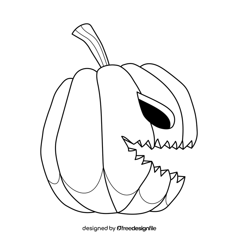 Jack O Lantern monster pumpkin drawing black and white clipart