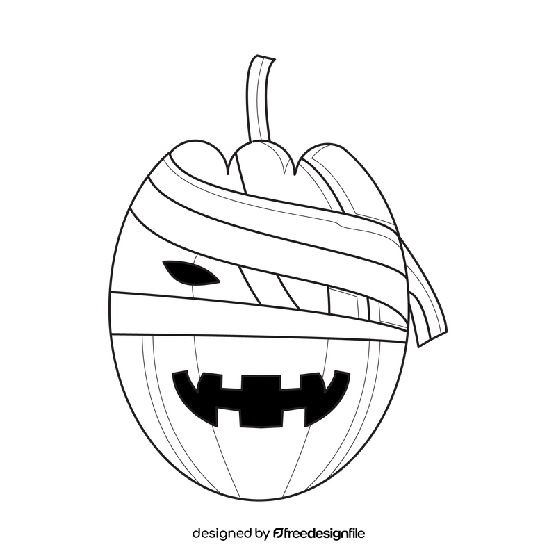 Jack O Lantern halloween mummy pumpkin black and white clipart