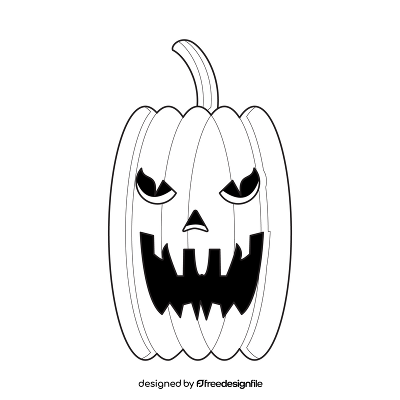 Jack O Lantern scary pumpkin black and white clipart