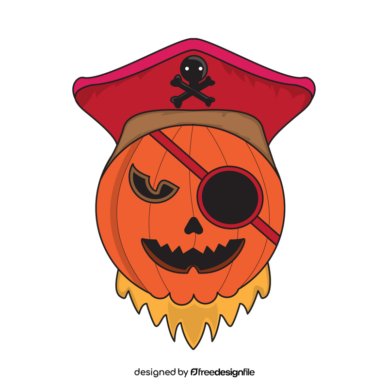 Jack O Lantern pirate, halloween pumpkin drawing clipart