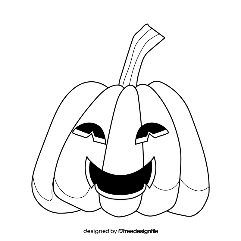 Smiling Jack O Lantern halloween pumpkin black and white clipart