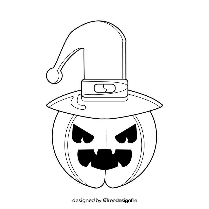 Jack O Lantern witch halloween pumpkin black and white clipart