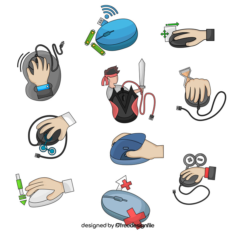 Computer mouse clipart set vector